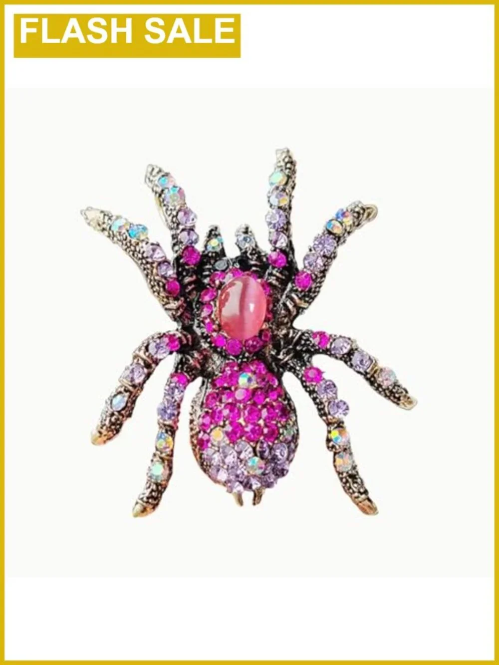Crystal Spider Brooch Pin Opal Gemstone Statement Costume Jewelry